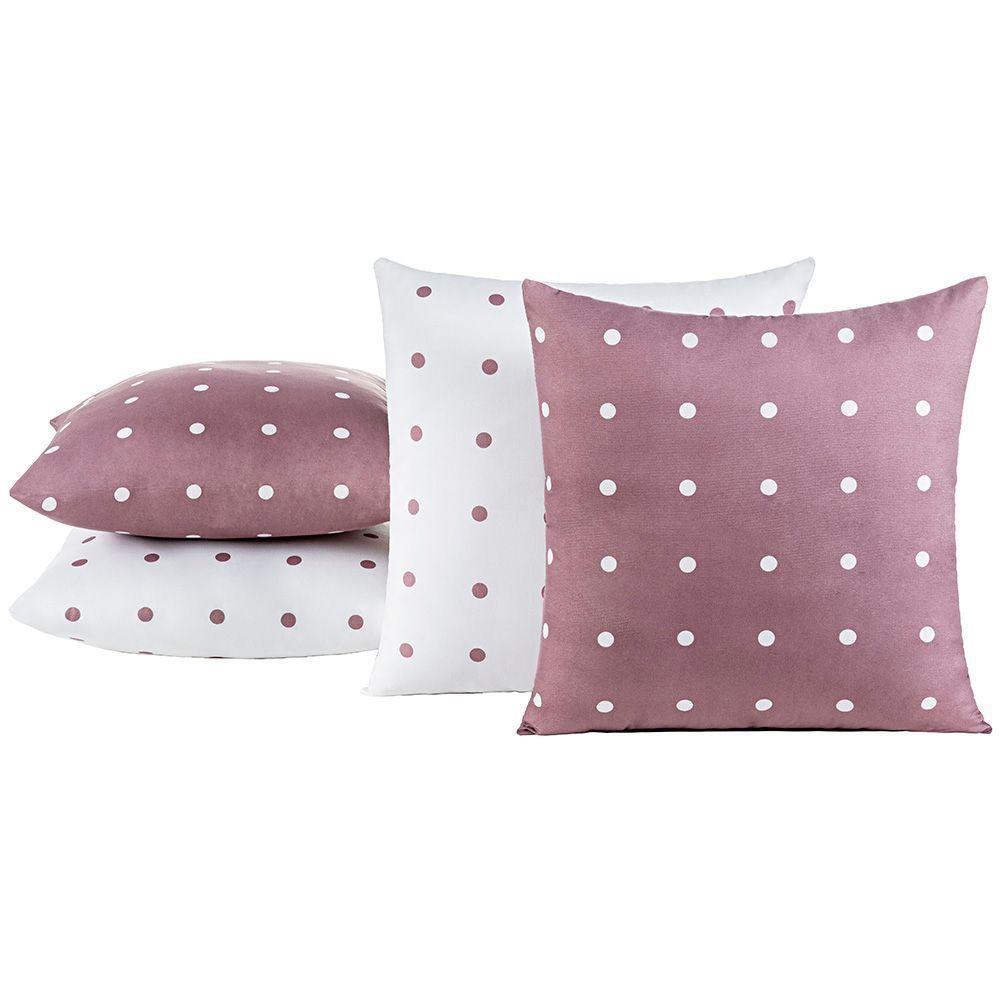 Kit 4 Almofadas Cheias Para Sofá 45x45cm Celine Micro Percal 200 Fios - Rosê - 1