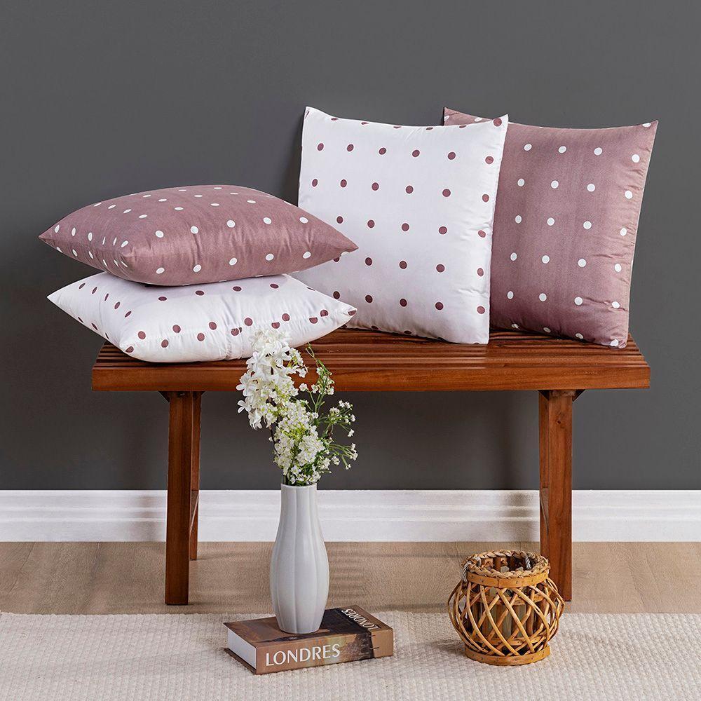 Kit 4 Almofadas Cheias Para Sofá 45x45cm Celine Micro Percal 200 Fios - Rosê - 2