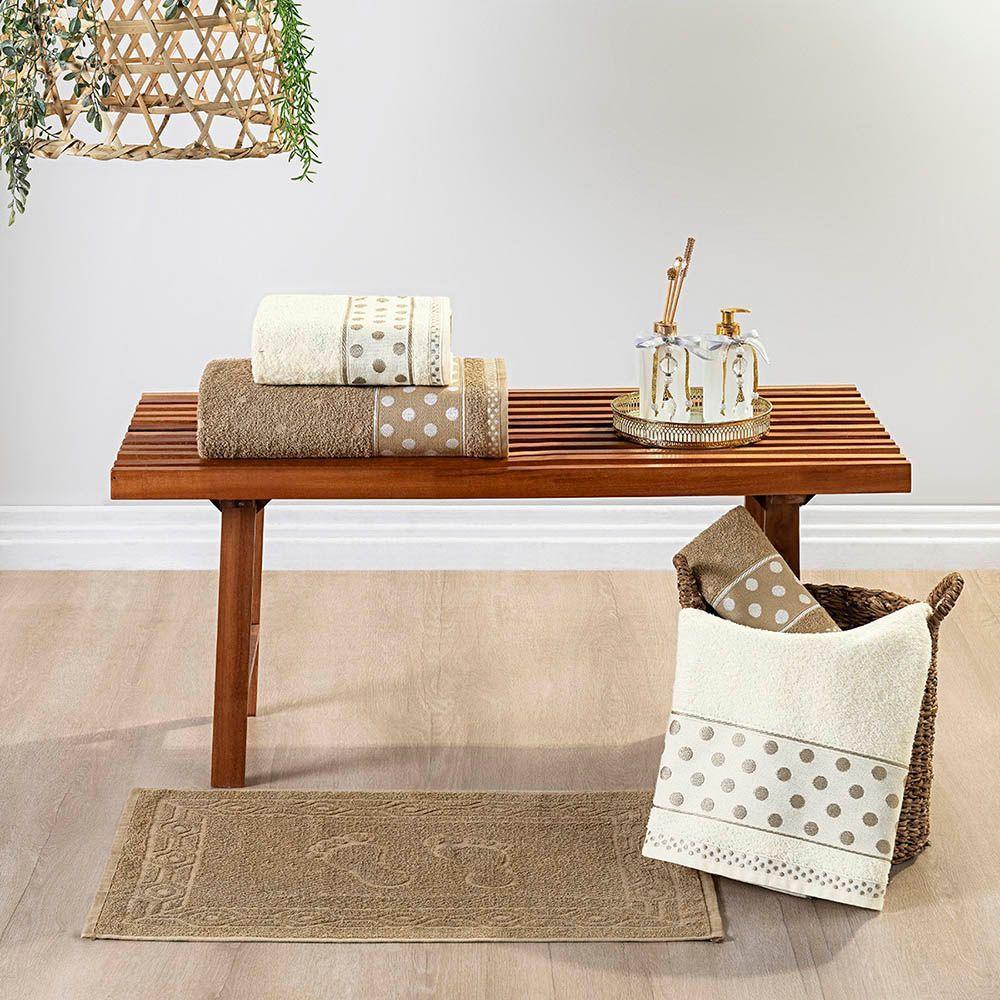 Jogo De Banho Toalhas Celine 5 Peças 100% Algodão 450g/m² Suave - Fendi Pérola - 1