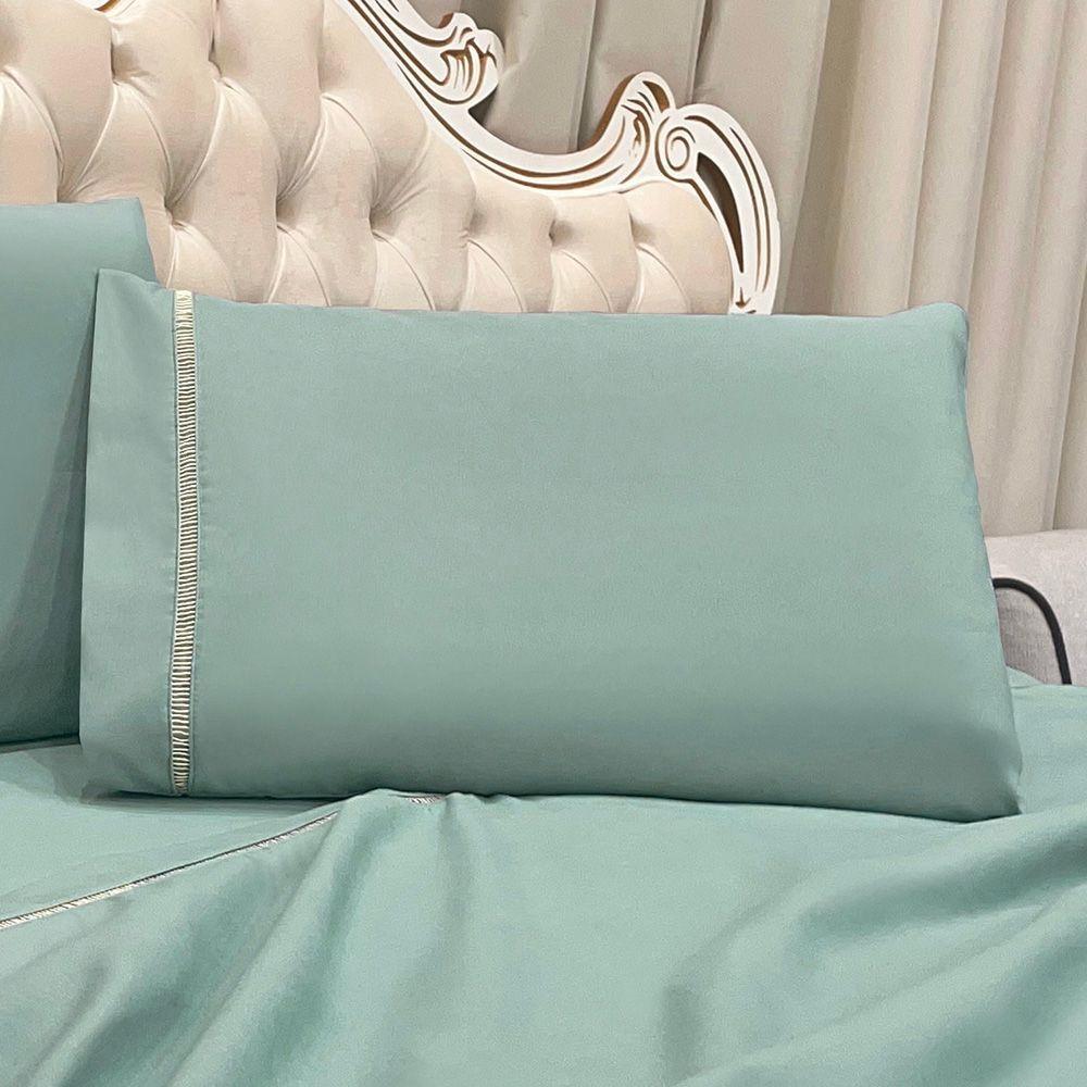 Jogo De Cama Lençol King Realce Percal 400 Fios 3 Peças - Alecrim - 3