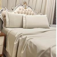 Jogo De Cama Lençol Queen Realce Percal 400 Fios 3 Peças - Bege - 1