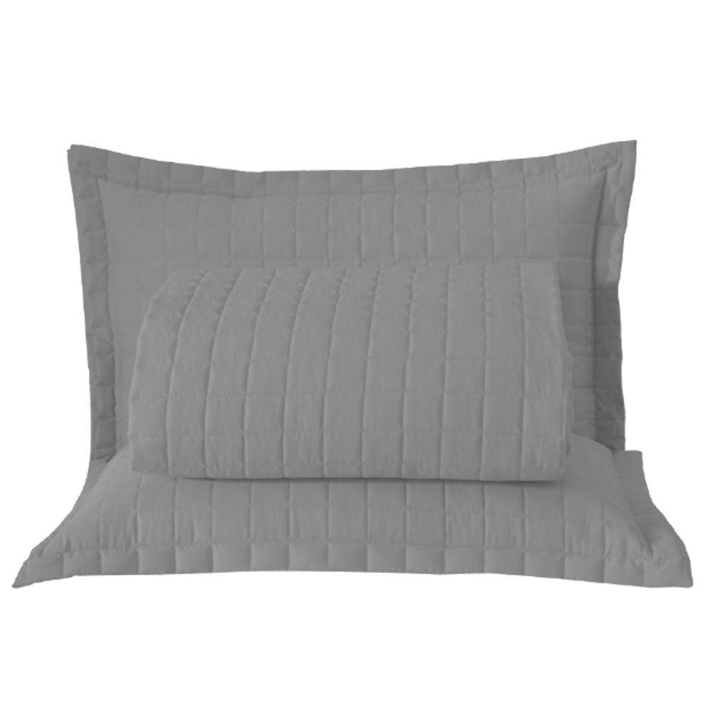 Kit Cobre Leito Colcha Monaco Queen Dupla Face 3 Peças - Cinza - 5