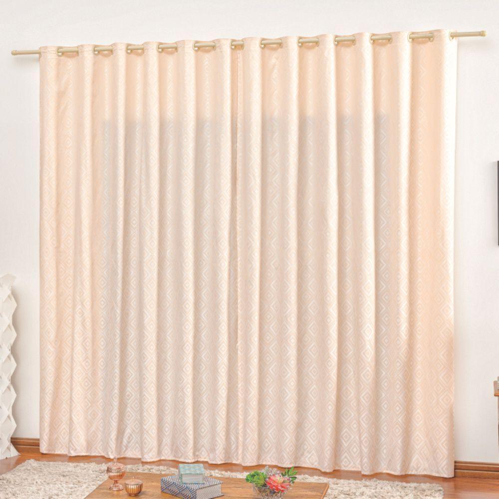 Cortina Em Jacquard Bahamas 2,00 X 1,70 Para Varão - Palha - 1