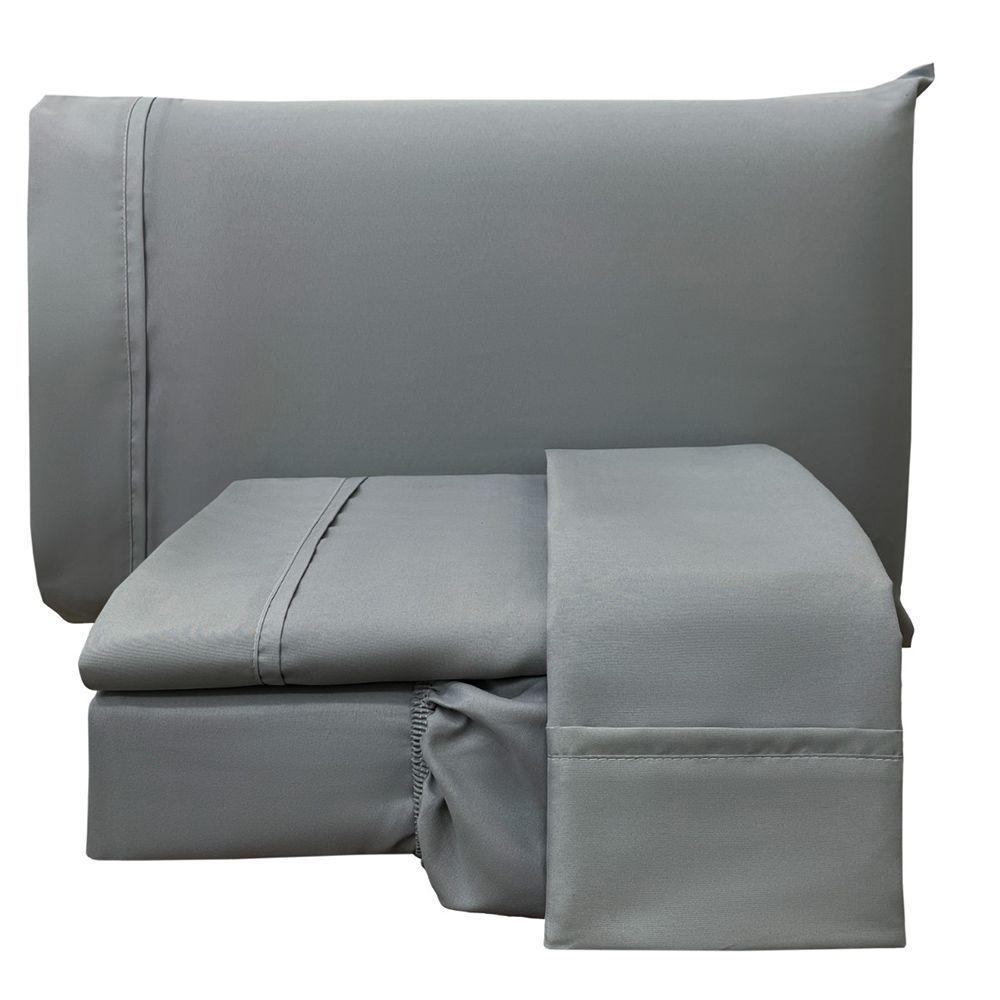 Jogo De Cama Lençol Queen Conforto Percal 300 Fios 4 Peças - Cinza - 1