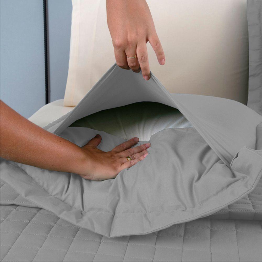 Combo 2 Kit Cobre Leito Colcha Monaco Queen Dupla Face - Cinza - Cáqui - 4