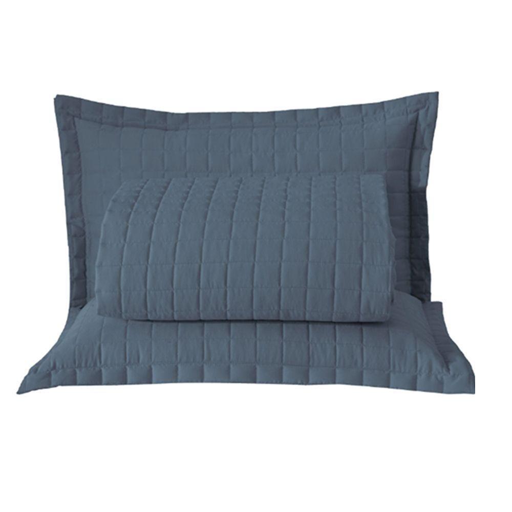 Kit Cobre Leito Colcha Monaco Casal Dupla Face 3 Peças - Azul - 1