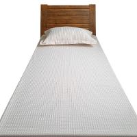 Kit Colcha Cobre Leito Solteiro De Piquet Pesado Com Porta Travesseiro Bege - 3