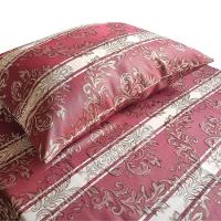 Kit Colcha Cobre Leito Solteiro Jacquard Com Porta Travesseiro - Bege Vermelho Escuro - 4
