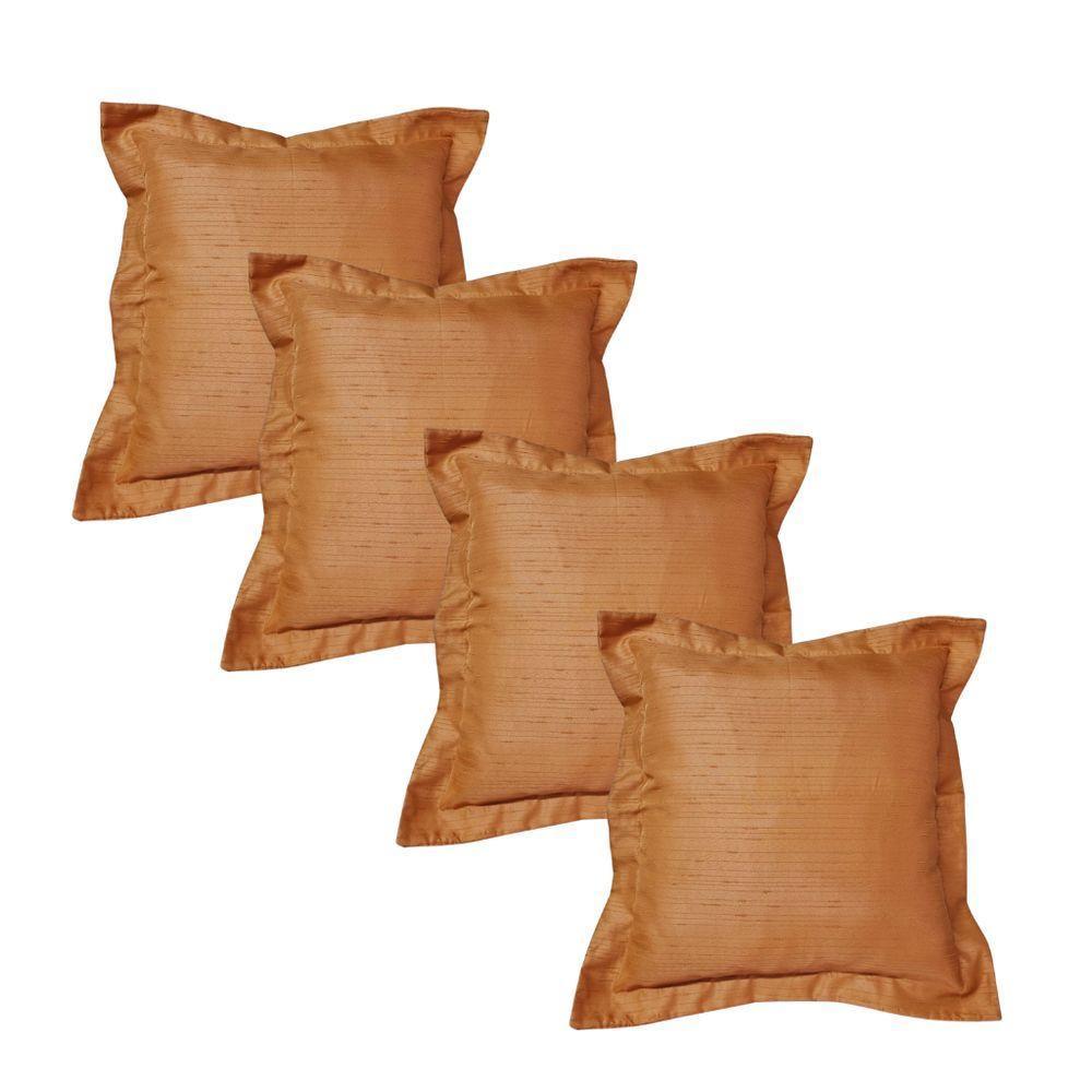 Kit 4 Capa Almofadas Tafetá 45x45 Ziper Invisivel Laranja - 1