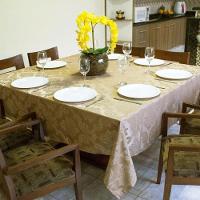 Toalha De Mesa 6 Lugares 1,60x2,00 Jacquard Medalhão Adamascado Retangular Dourado - 3