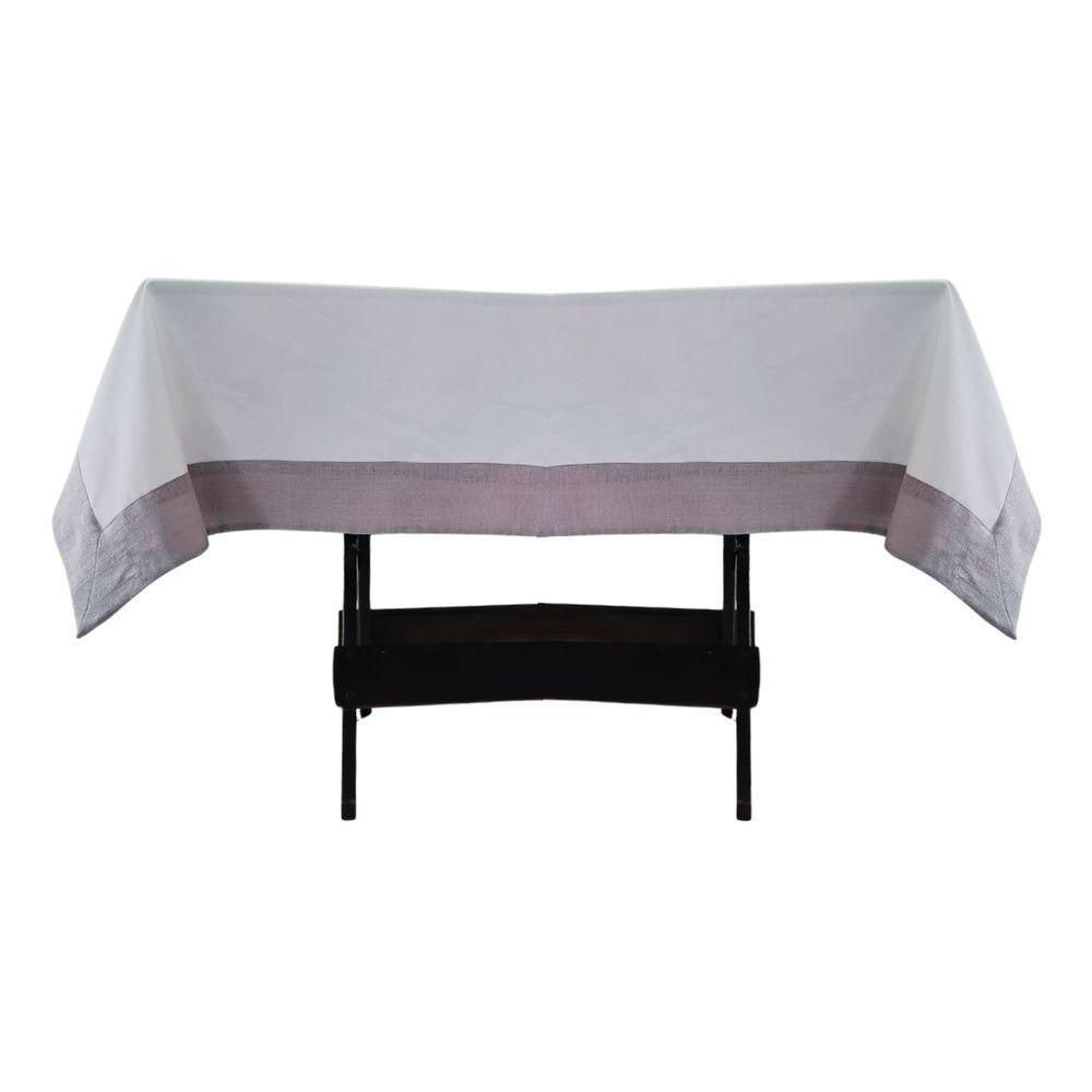 Toalha Mesa Gabardine Borda Linho 1,45x2,90 8 Lugares Branco - 1