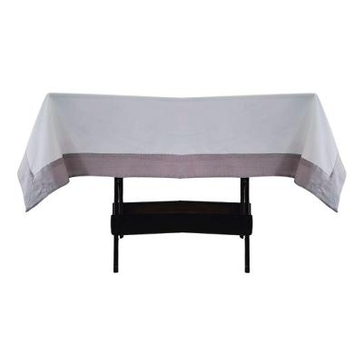 Toalha Mesa Gabardine Borda Linho 1,45x2,90 8 Lugares Branco