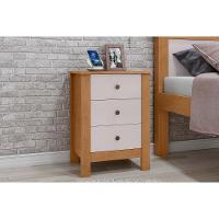 Mesa Cabeceira Casal Maggiore c/ 3 Gavetas Amendoa/Off White - Lopas - 1