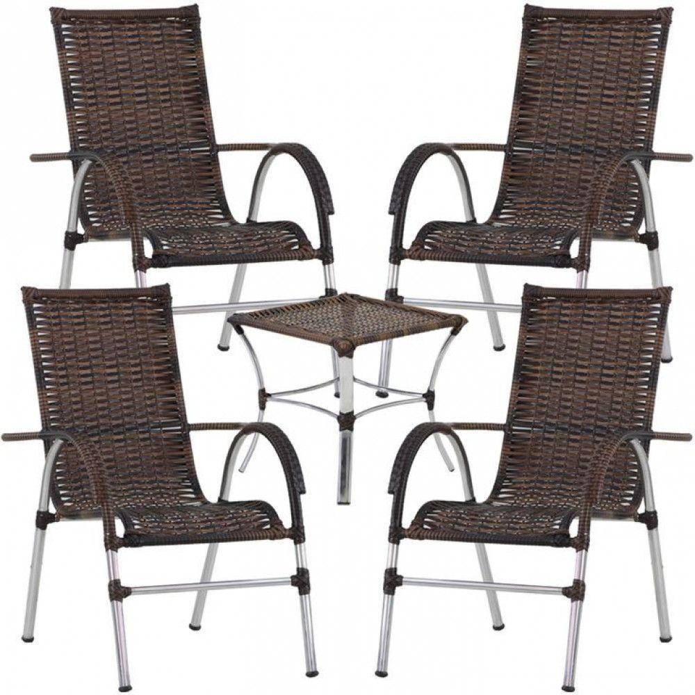 4 Cadeiras Vênus E Mesa Garden Para área Externa Trama Argila - 1