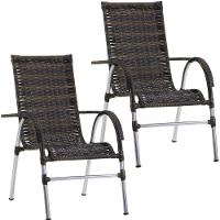 2 Cadeiras Vênus Em Alumínio E Fibra Sintética Varanda Trama Pedra Ferro - 1