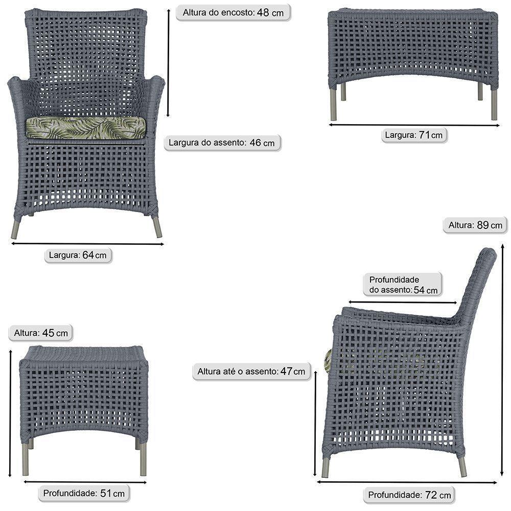 4 Poltronas E 1 Mesa Igapó Alumínio Fendi Corda Náutica E5 Prata - 6