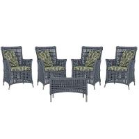 4 Poltronas E 1 Mesa Igapó Alumínio Fendi Corda Náutica E5 Prata - 1