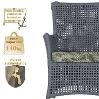 4 Poltronas E 1 Mesa Igapó Alumínio Fendi Corda Náutica E5 Prata