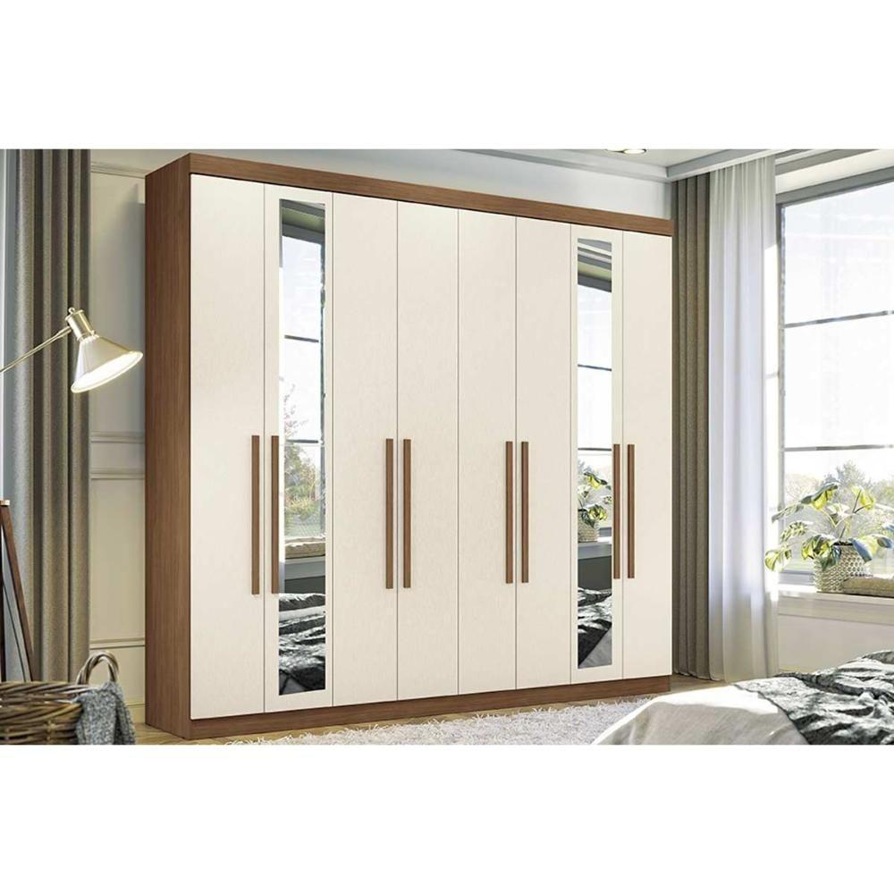 Guarda Roupa Casal 8 Portas e 4 Gavetas c/ Espelho 8.4 Master New jatoba/Areia - Santos Andirá - 1
