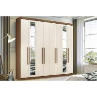 Guarda Roupa Casal 8 Portas e 4 Gavetas c/ Espelho 8.4 Master New jatoba/Areia - Santos Andirá - 1