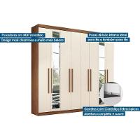 Guarda Roupa Casal 8 Portas e 4 Gavetas c/ Espelho 8.4 Master New jatoba/Areia - Santos Andirá - 5