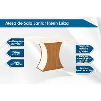 Sala de Jantar Completa Luiza Tampo Curvo Madeirado c/Vidro 120x80cm e 4 Cadeiras Tauá Nature/Veludo Light Linho - Henn - 7