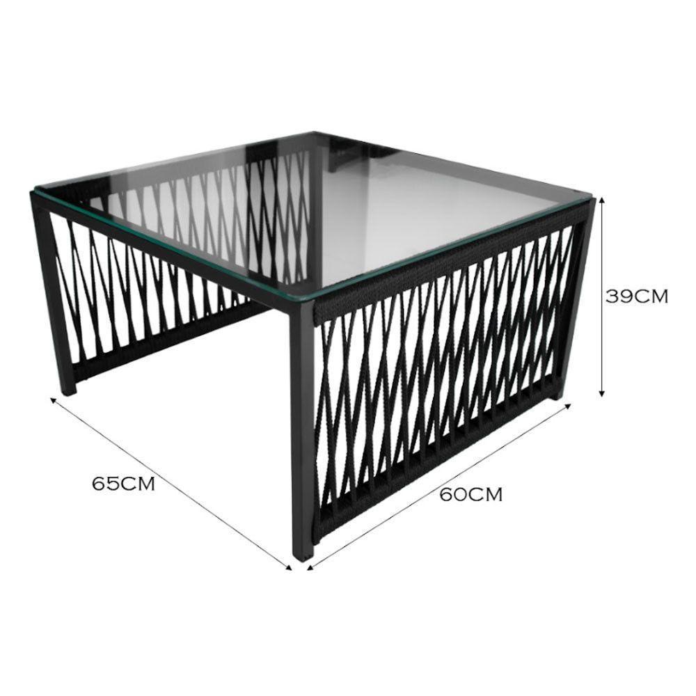 Conjunto De 2 Poltronas E Mesa De Centro Quadrada Com Tampo Preto/preto - 4