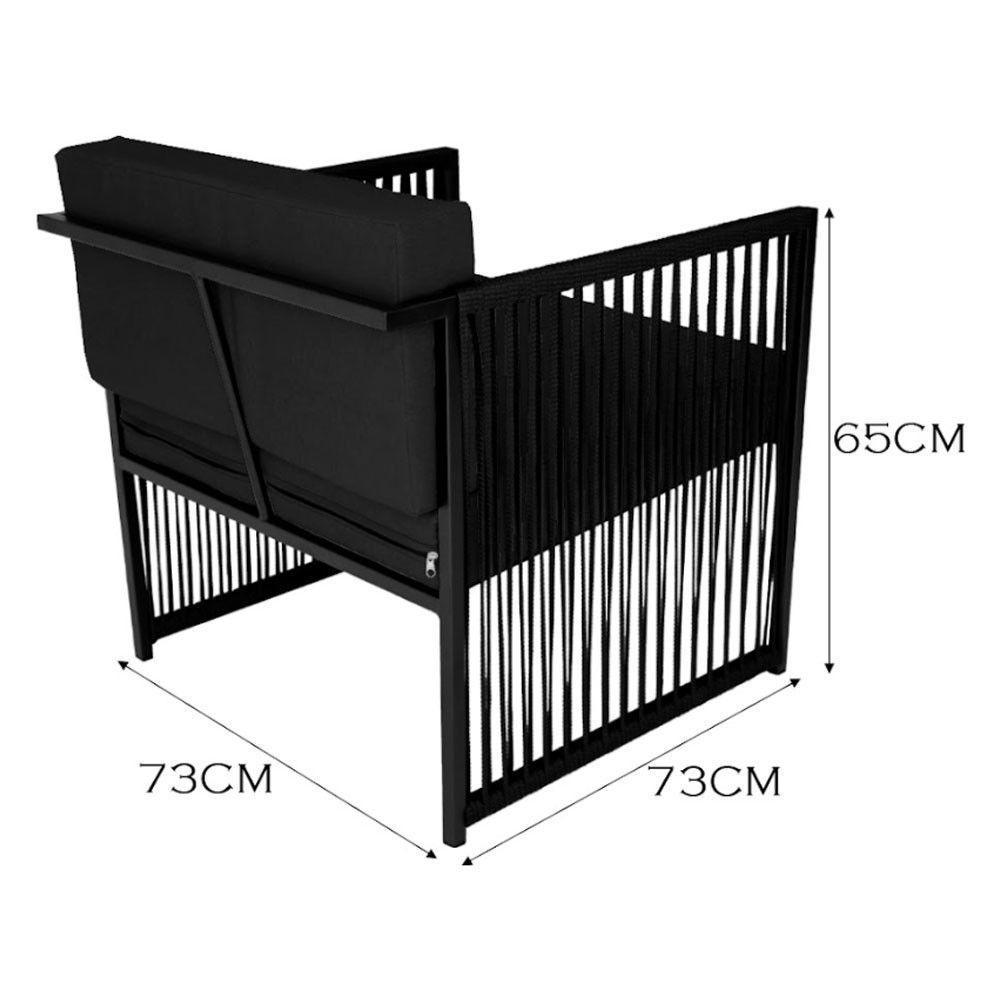 Conjunto De 2 Poltronas E Mesa De Centro Quadrada Com Tampo Preto/preto - 7