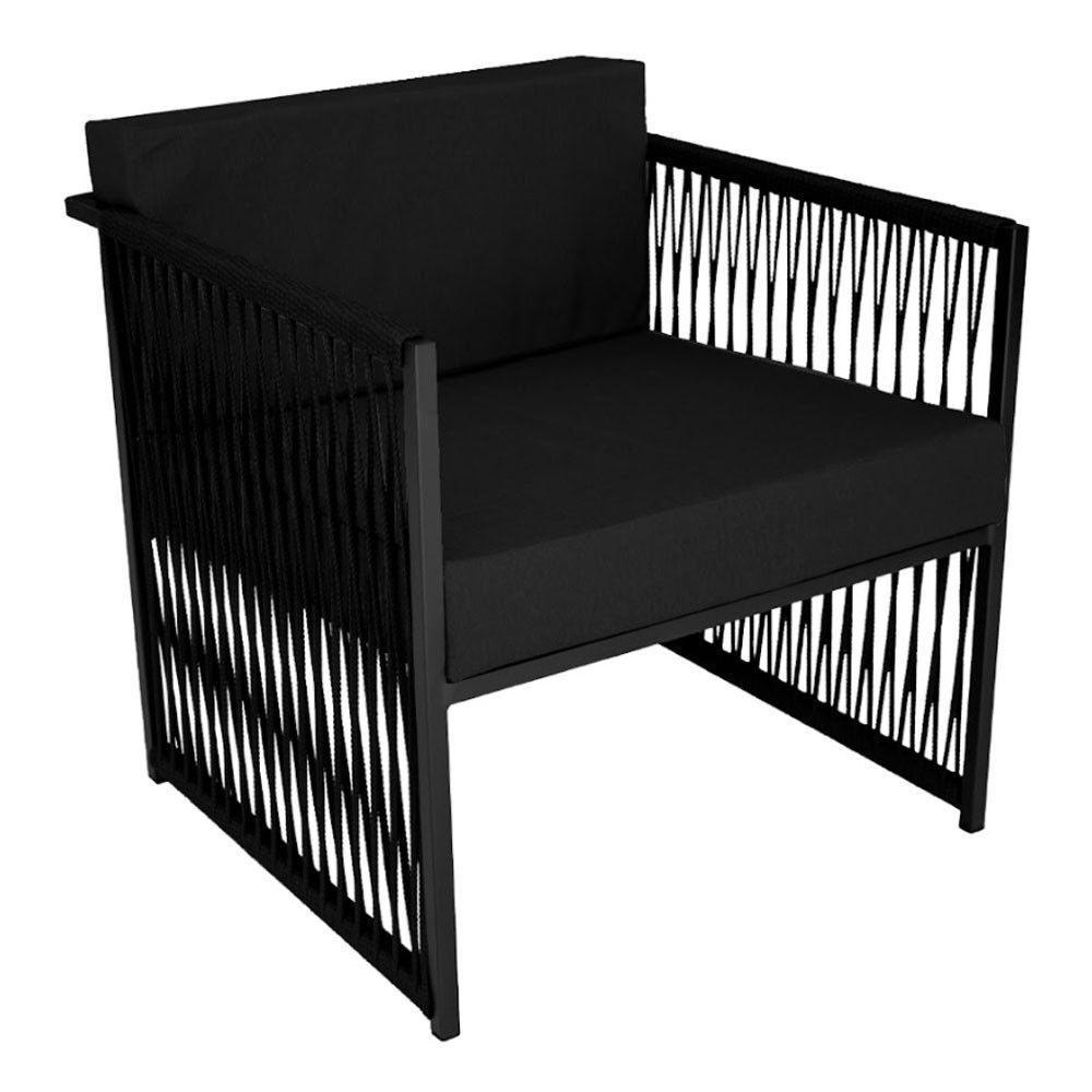 Conjunto De 2 Poltronas E Mesa De Centro Quadrada Com Tampo Preto/preto - 8