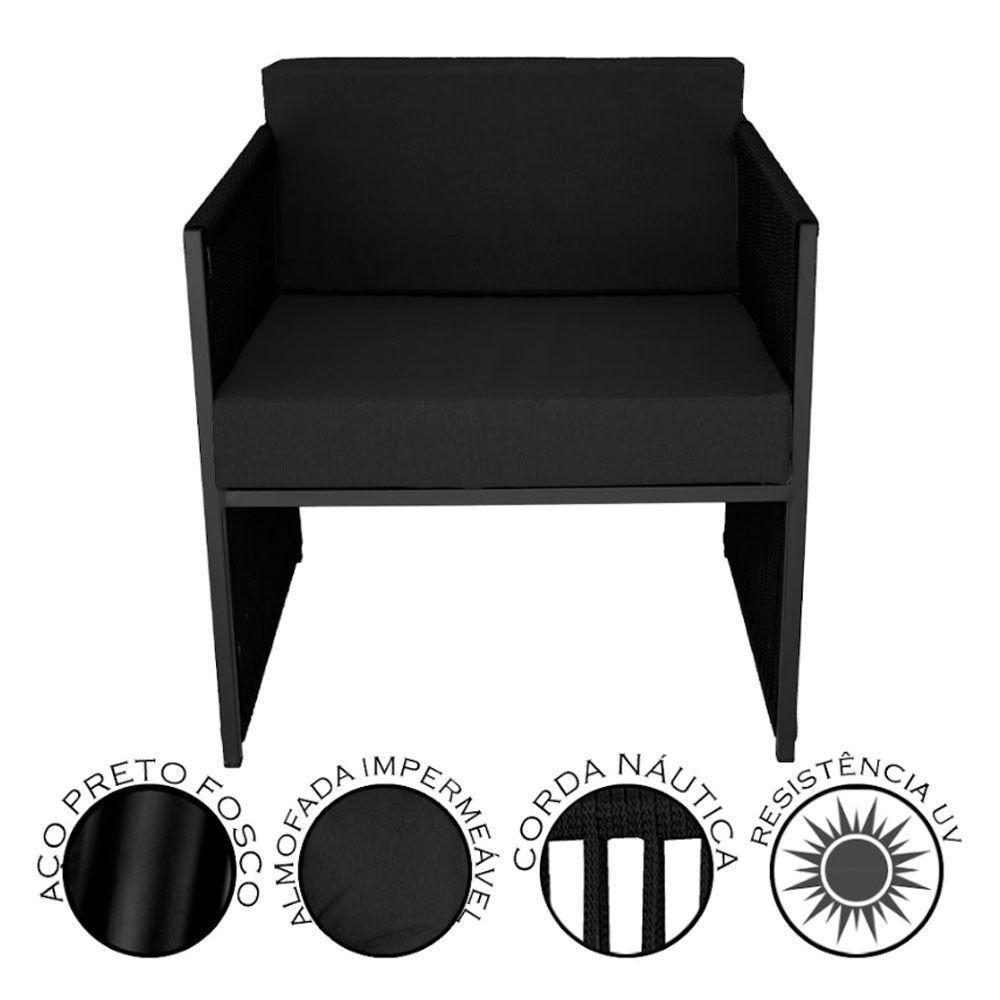 Conjunto De 2 Poltronas E Mesa De Centro Quadrada Com Tampo Preto/preto - 9