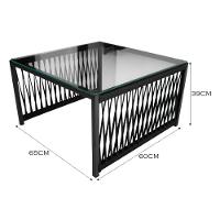 Conjunto De 2 Poltronas E Mesa De Centro Quadrada Com Tampo Preto/preto