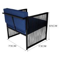 Conjunto De 2 Poltronas E Mesa De Centro Quadrada Com Tampo Preto/azul - 2