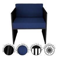 Conjunto De 2 Poltronas E Mesa De Centro Quadrada Com Tampo Preto/azul - 3