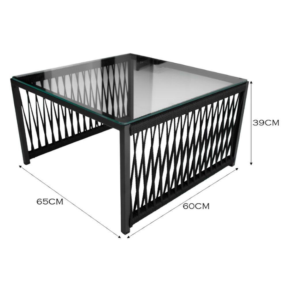 Conjunto De 2 Poltronas E Mesa De Centro Quadrada Com Tampo Preto/verde - 4