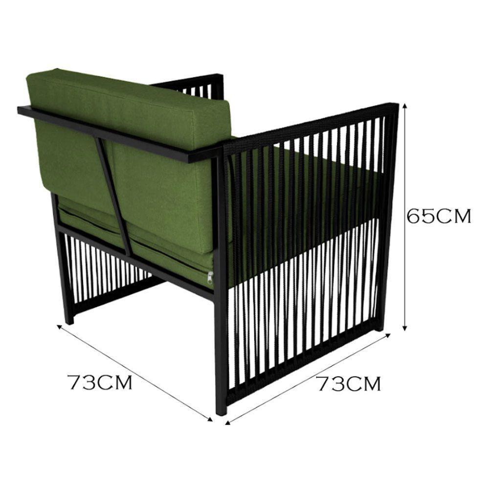 Conjunto De 2 Poltronas E Mesa De Centro Quadrada Com Tampo Preto/verde - 5