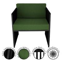 Conjunto De 2 Poltronas E Mesa De Centro Quadrada Com Tampo Preto/verde - 6