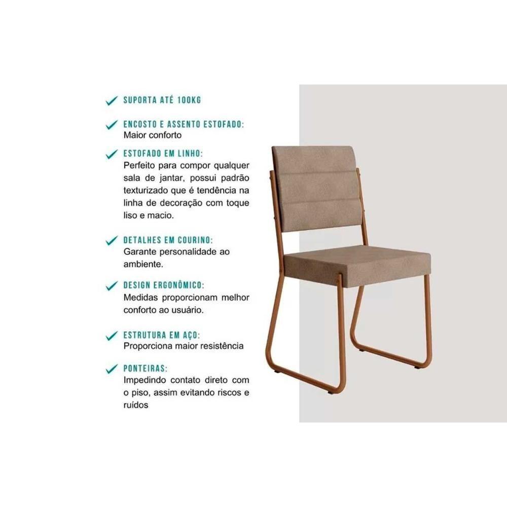 Sala De Jantar 1588 Aço com Tampo 100cm E 4 Cadeiras 1736 Preto Carraro - 6