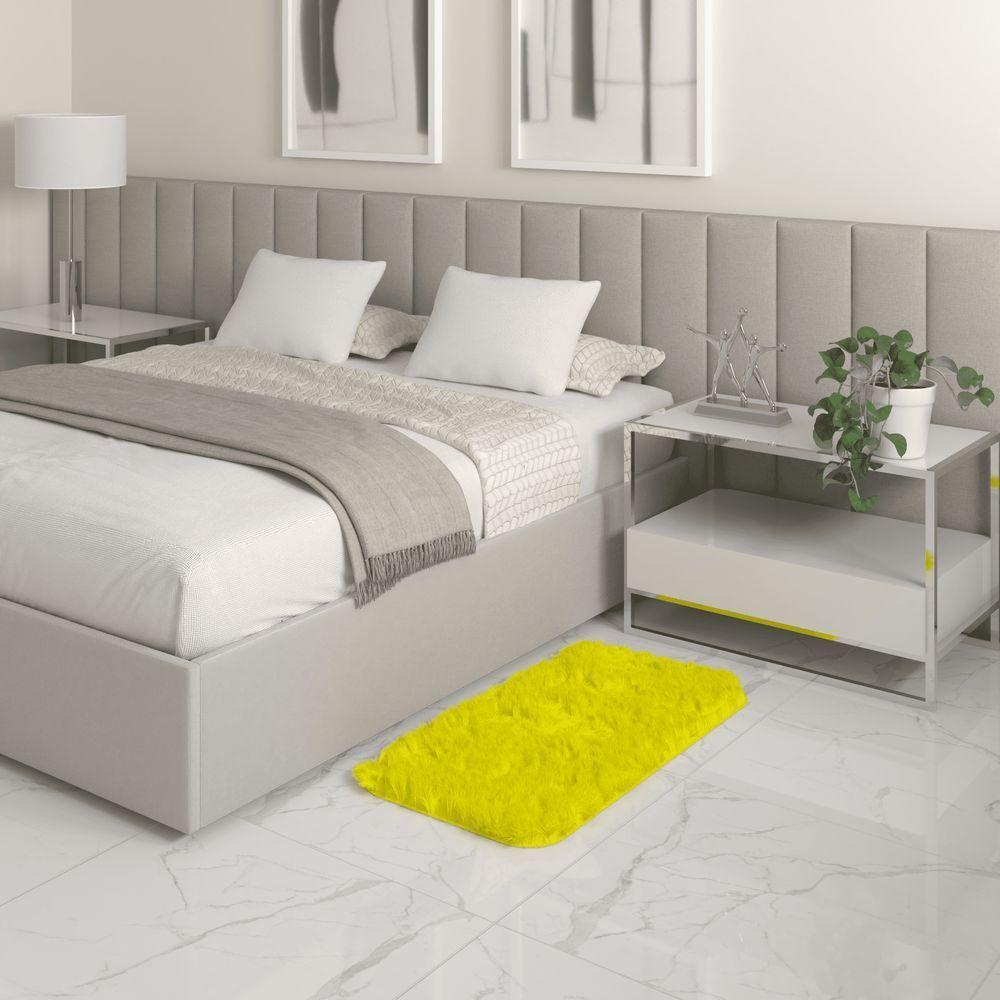 Tapete Sala Felpudo Peludo Amarelo 50 X 100 Cm - 1