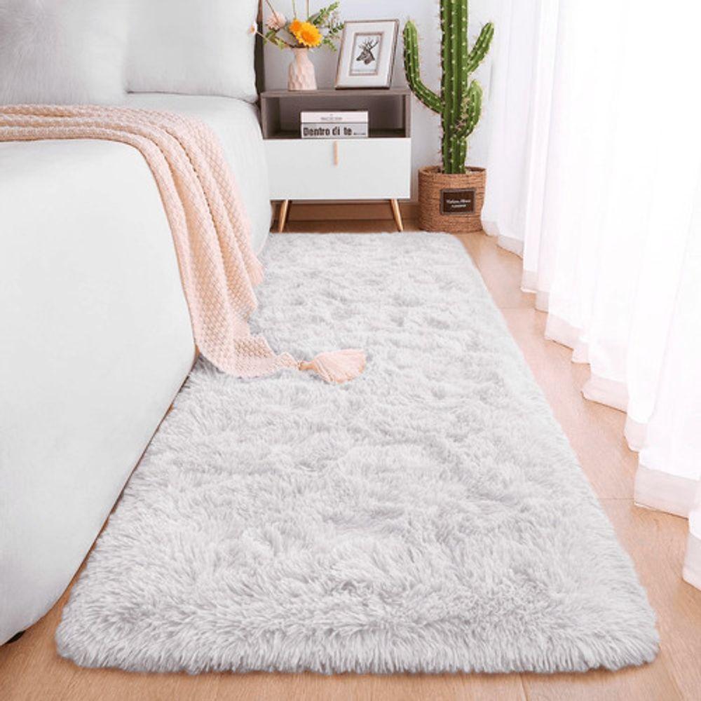 Passadeira Quarto Felpudo Peludo Branco 60 X 180 Cm - 1