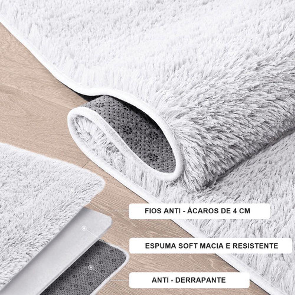 Passadeira Quarto Felpudo Peludo Branco 60 X 180 Cm - 3