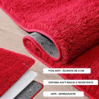 Kit Tapete Banheiro Felpudo Peludo Vermelho 40 X 60 Cm - 3