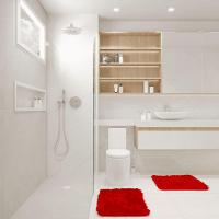 Kit Tapete Banheiro Felpudo Peludo Vermelho 40 X 60 Cm - 5