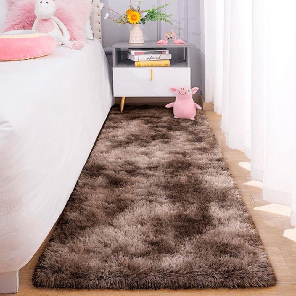 Passadeira Quarto Felpudo Peludo Mesclado Marrom 60 X 180 Cm - 1