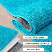 Kit Tapete Banheiro Felpudo Peludo Turquesa 40 X 60 Cm - 3