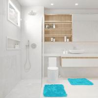 Kit Tapete Banheiro Felpudo Peludo Turquesa 40 X 60 Cm - 5