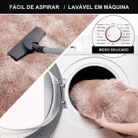 Tapete Sala Felpudo Peludo Mesclado Bege Redondo 100 Cm - 4