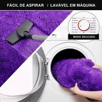 Tapete Sala Felpudo Peludo Roxo Redondo 100 Cm - 4