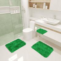 Kit Tapete Banheiro Felpudo Peludo Verde 40 X 60 Cm - 1