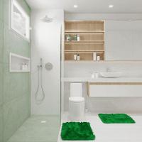 Kit Tapete Banheiro Felpudo Peludo Verde 40 X 60 Cm - 5