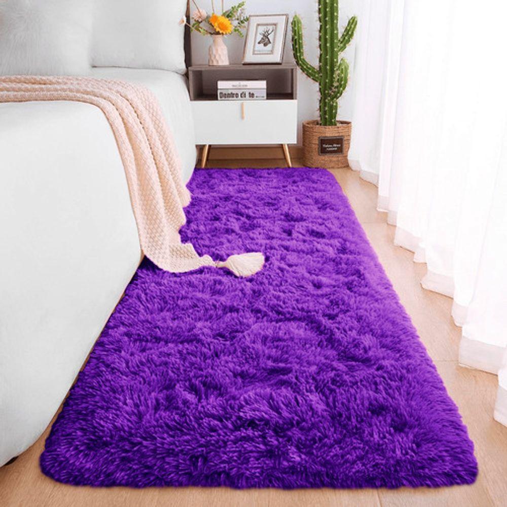 Passadeira Quarto Felpudo Peludo Roxo 60 X 180 Cm - 1